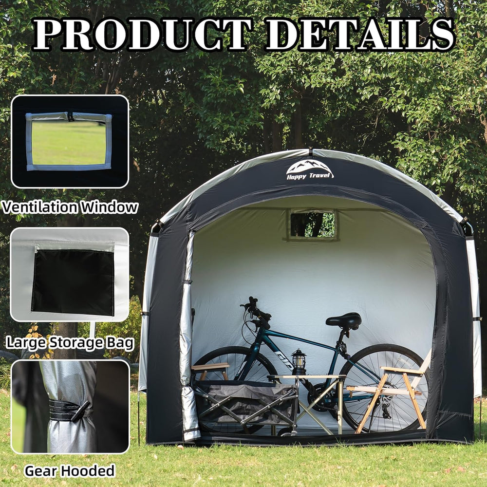 Happy Travel Outdoor Waterproof Bike Storage Tent Shed for 2/3/4/6/8 Bikes