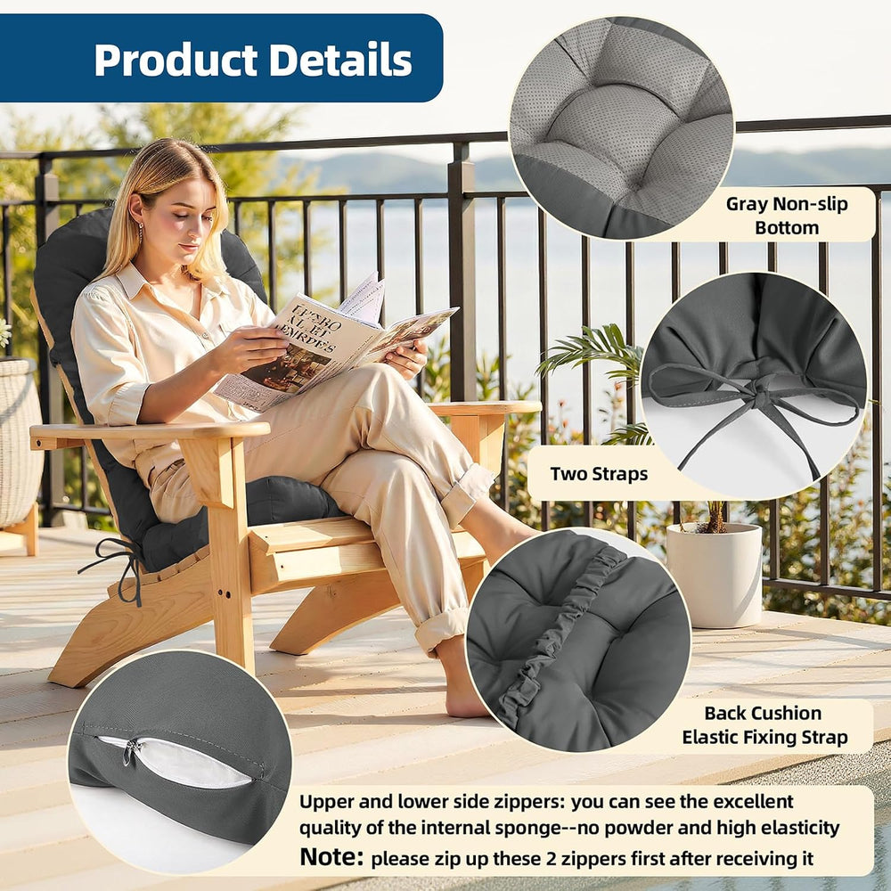 Adirondack Chair Cushion with Non-Slip & Waterproof, 44x19x4 Inch Thick H...