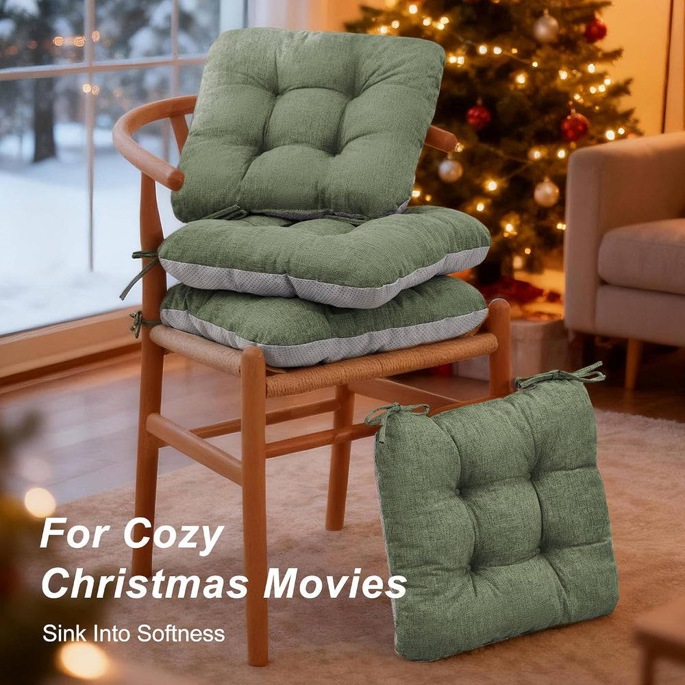 Love's cabin Memory Foam Chair Cushions Set of 4, 15.5 Inch, Green