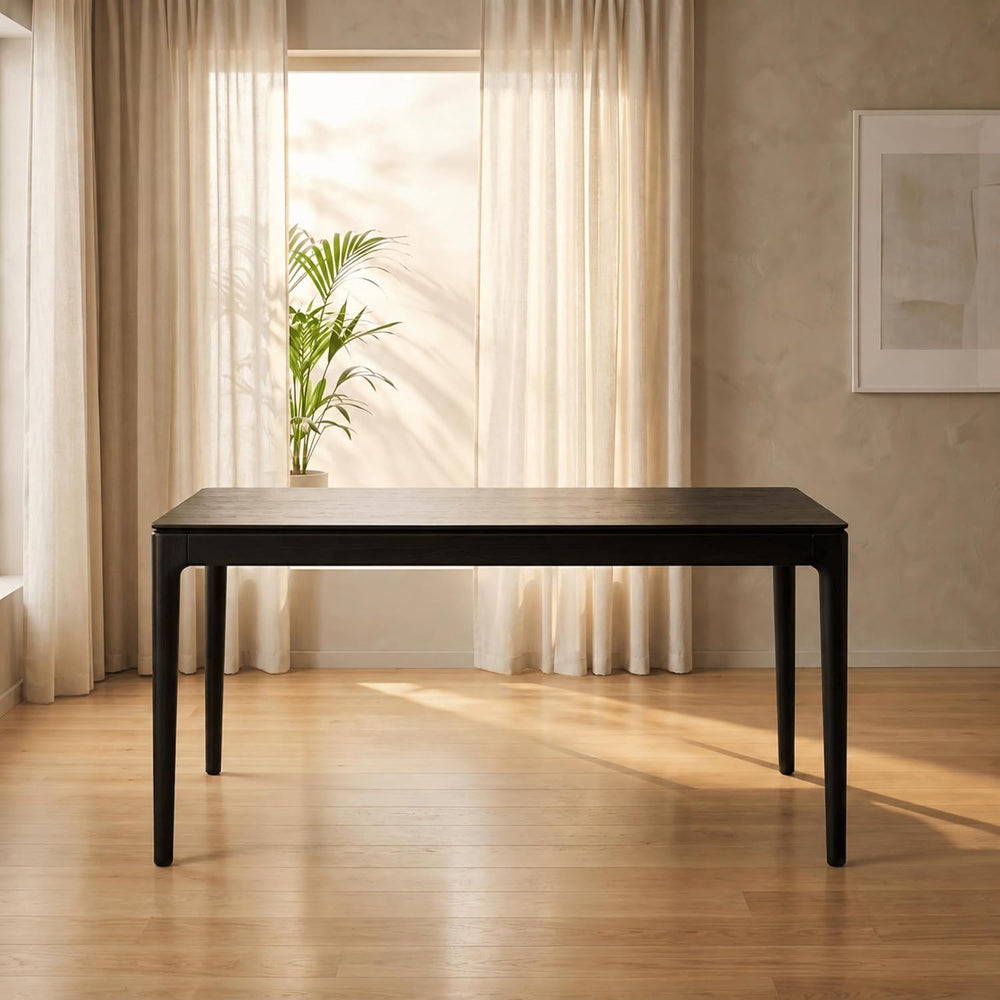 Mingle 55 Inch Modern Rectangular Dining Table, Seats 4-6, Burnt Black