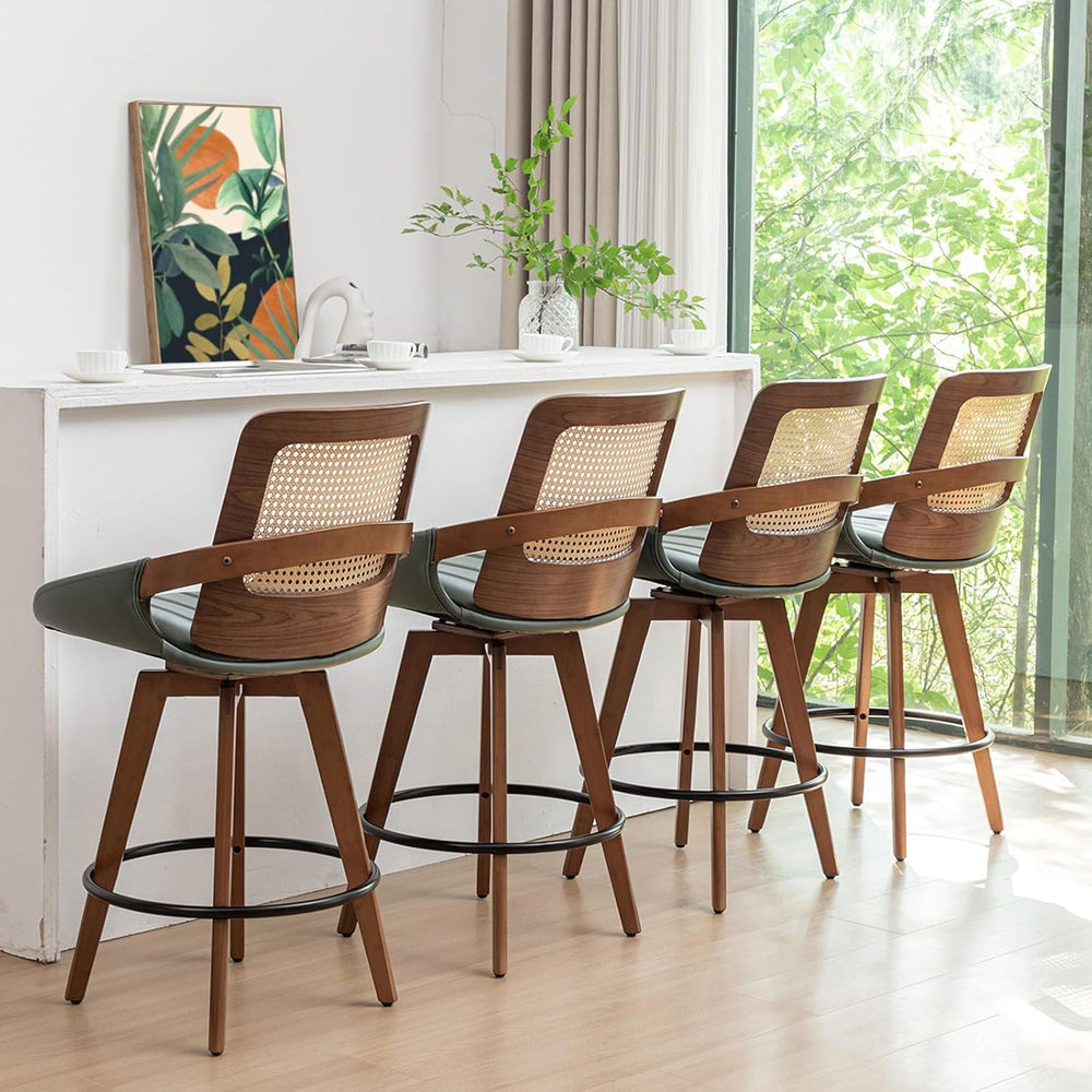 Mid Century Counter Stools, Counter Height Swivel Bar Stools with Back