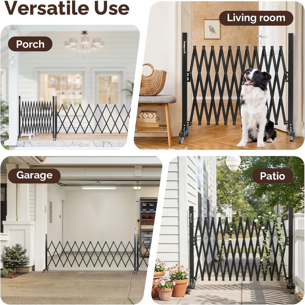 VINGLI 11.5ft Expandable Garden Fence with Casters, Aluminum Retractable Barr...