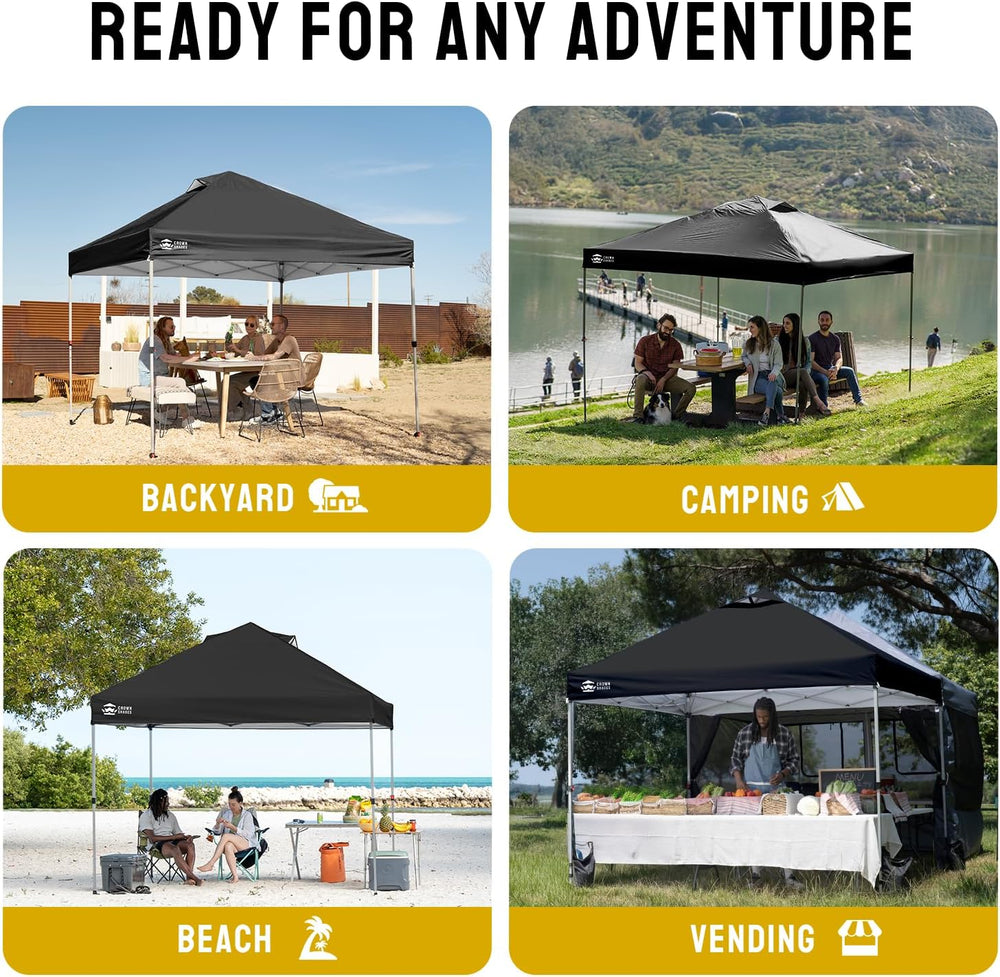CROWN SHADES 12x12 Pop Up Canopy Tent with One Push Setup, Black