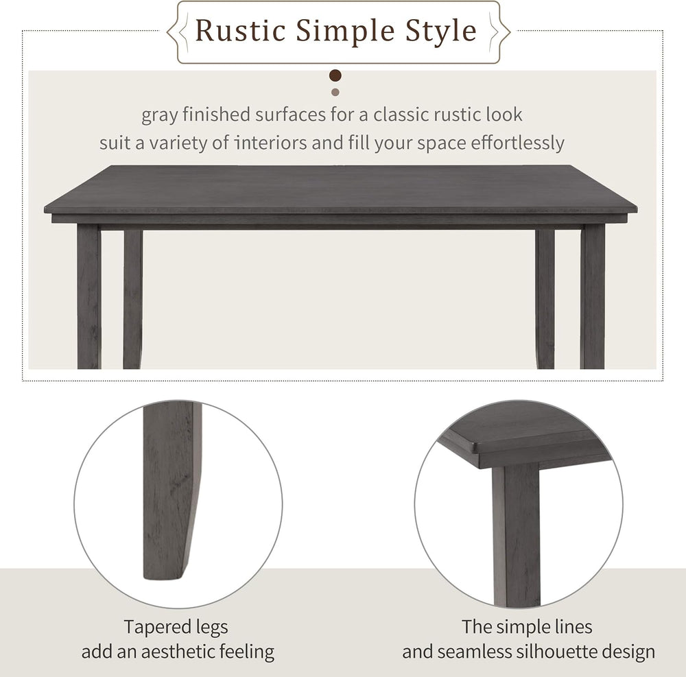 Harper & Bright Designs 6 Pieces Wooden Dining Table Set, Rectangle Table...