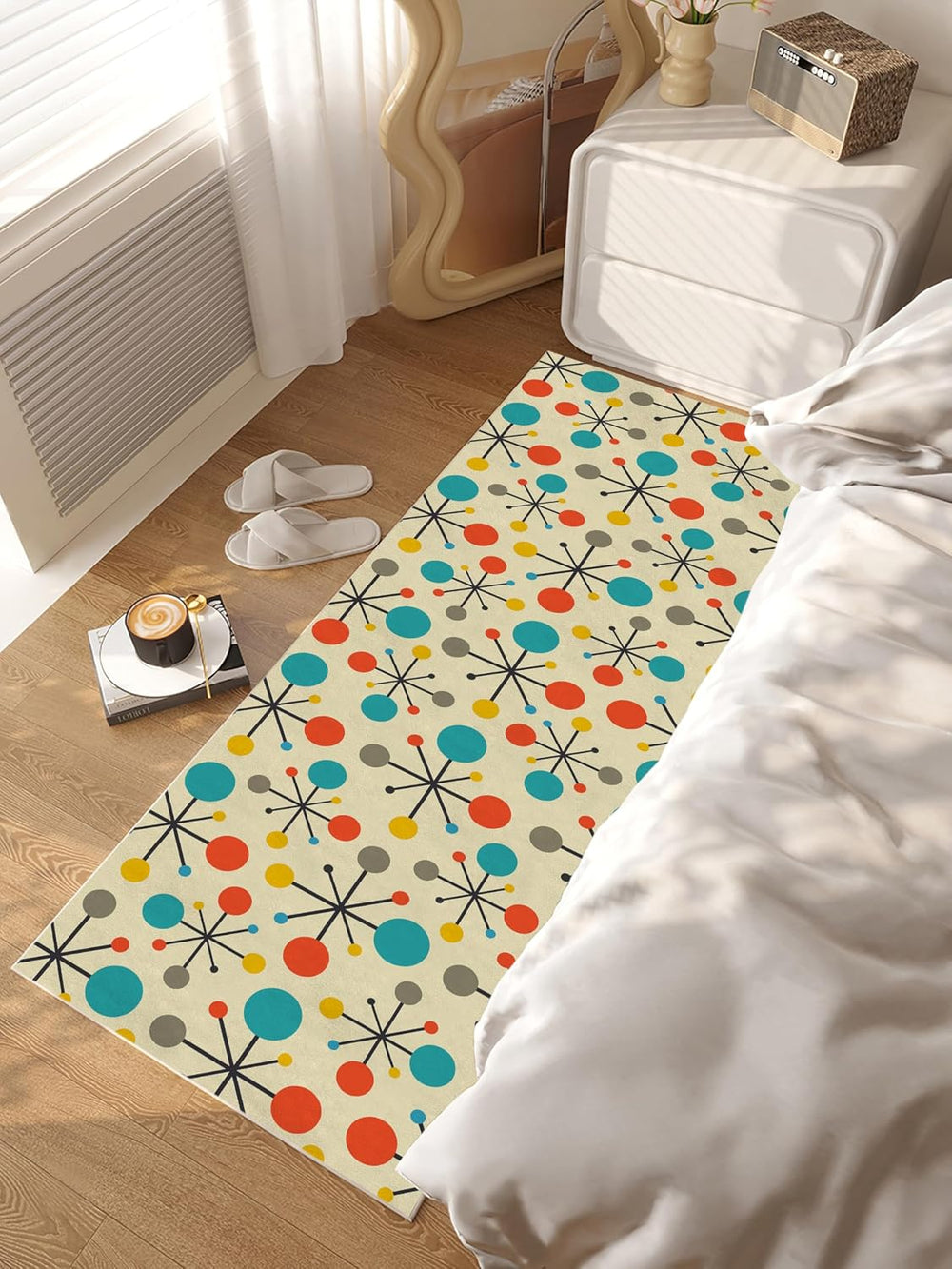 Retro Mid Century Modern Kitchen Runner Rugs for Hallways 2'x 6'
