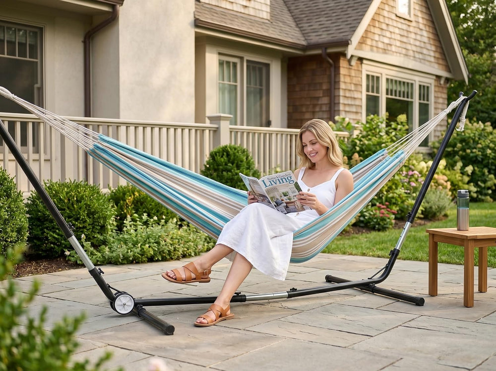 INNO STAGE Brazilian Hammock with Tree Straps, Carry Bag, Blue