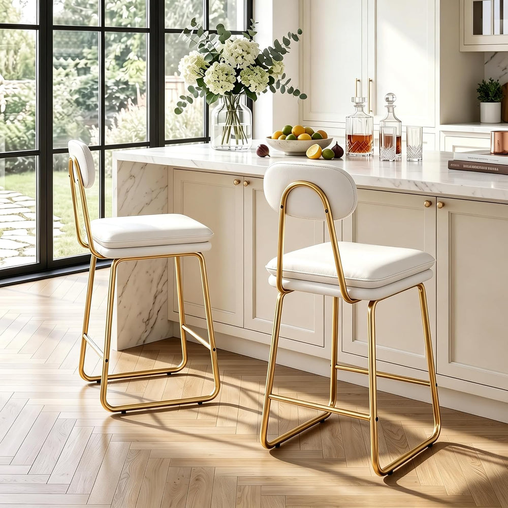 VECELO Bar Stools Set of 4, Counter Height Barstools with Removable Backrest,...
