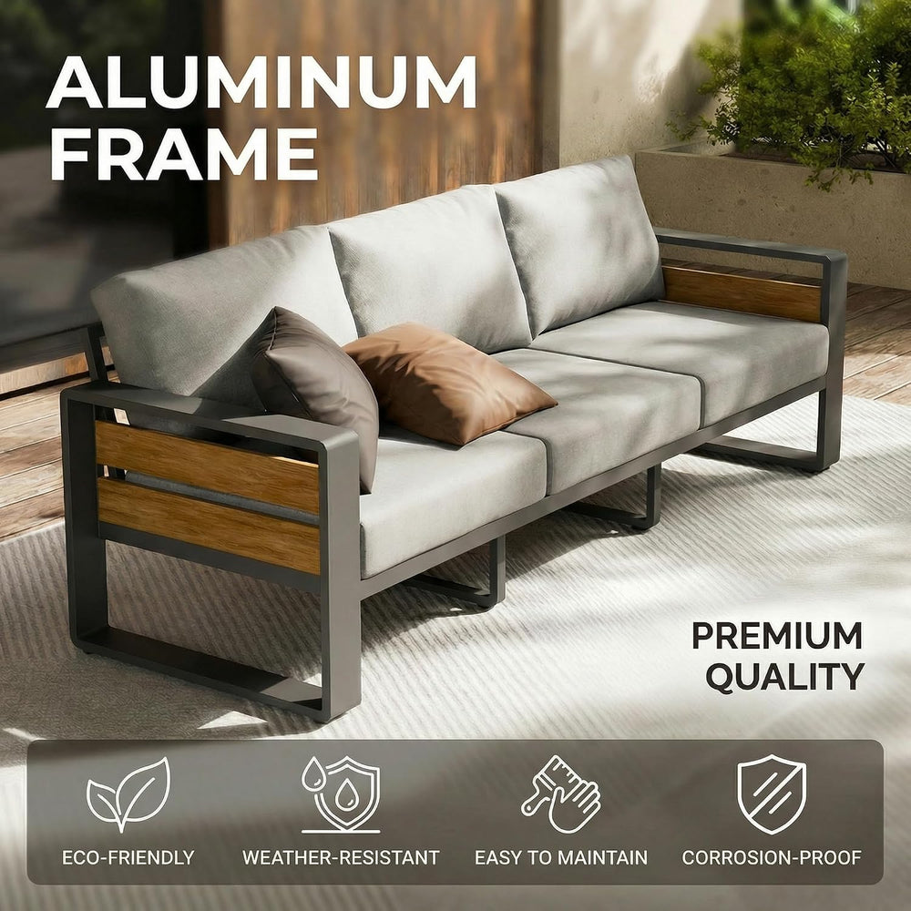 ZANDOR Aluminum Outdoor Patio Furniture Set with Table,4 Seat, Grey