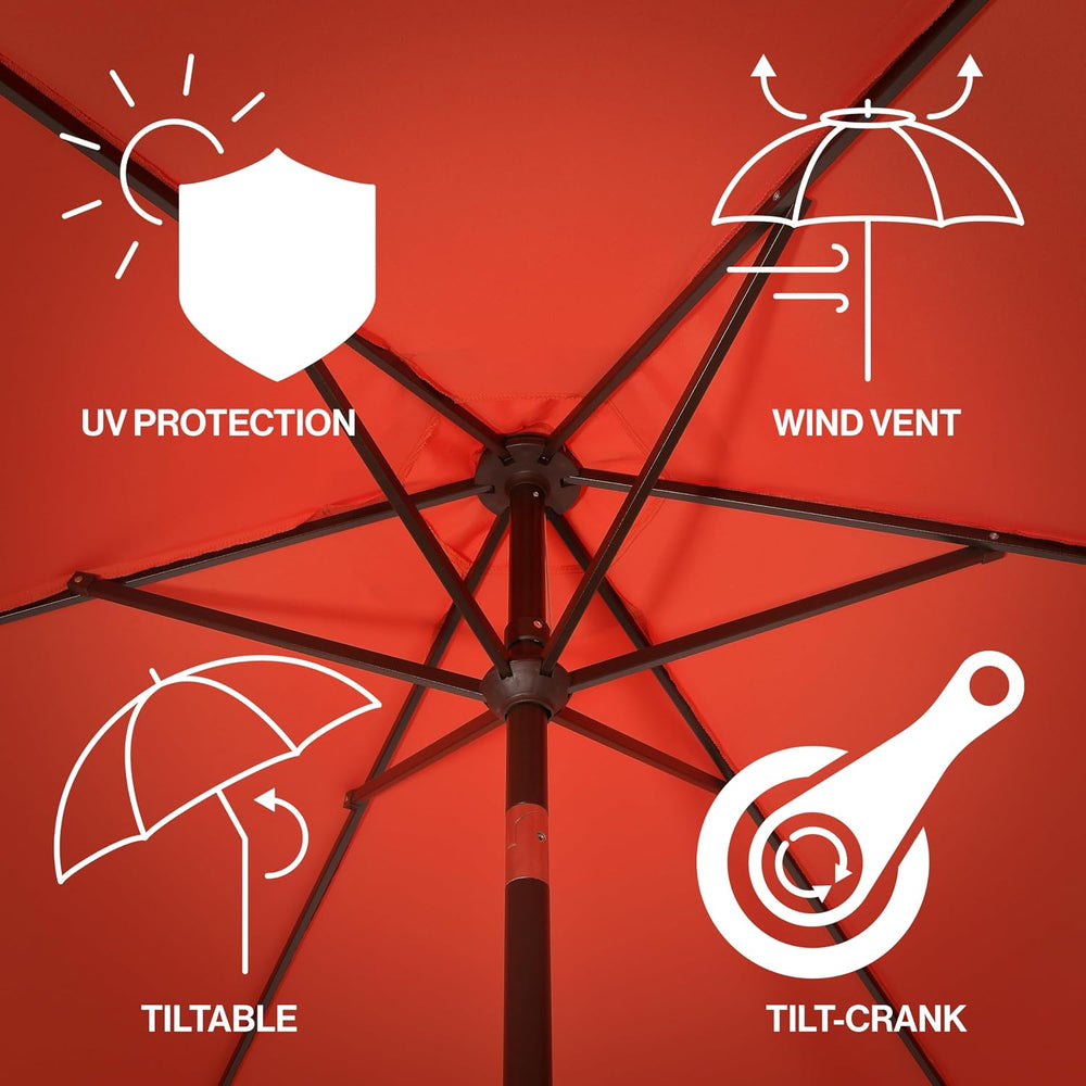 JONATHAN Y UMB1001 Collins 9 ft. Classic Cottage Tassel Market Patio Umbrella...