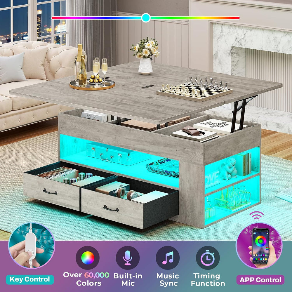 Itaar Lift Top Coffee Table, 4 in 1 Coffee Tables with Storage and Hidden Com...