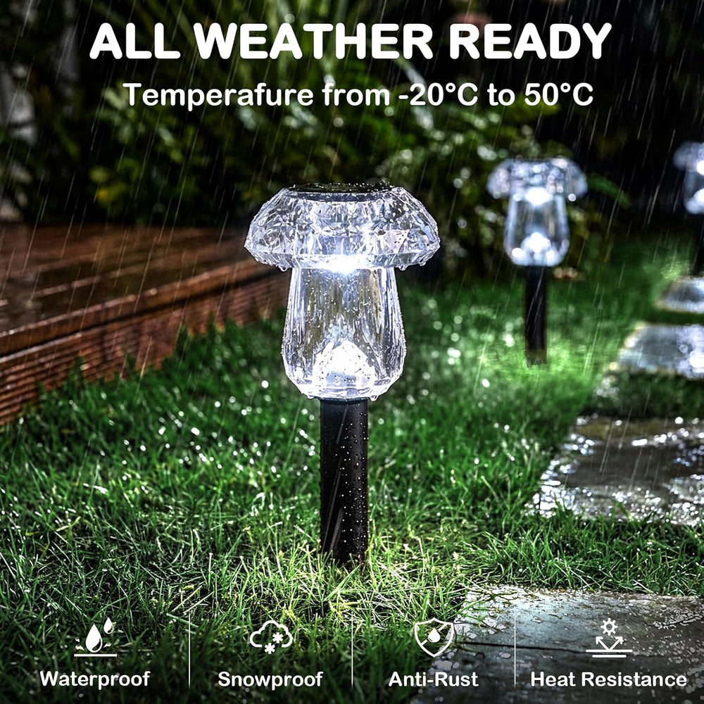 16Pack Solar Garden Lights Outdoor Cool White Mushroom Decor