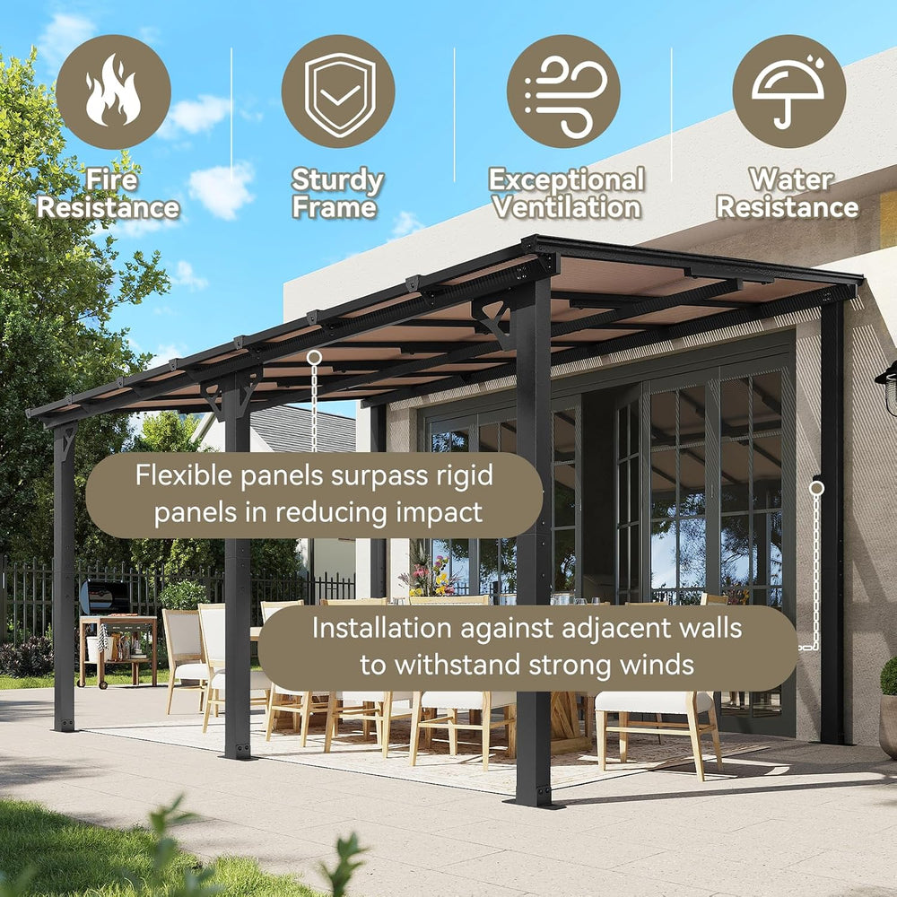 Aoxun 14’x10’ Gazebo for Patio, Gazebo Pergola with Sloped Roof, Black
