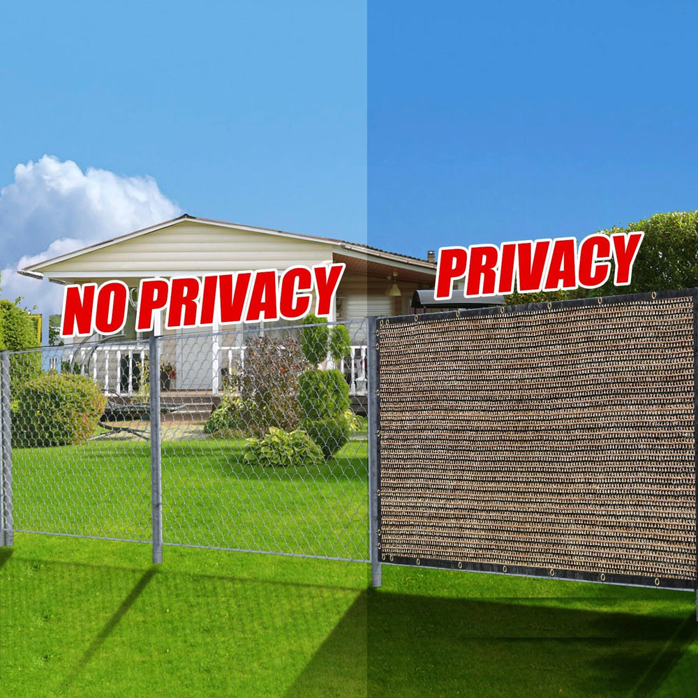 Brown 5FT X 50FT Outdoor Privacy Screen Fence & Mesh Shade Net Cover, Ide...