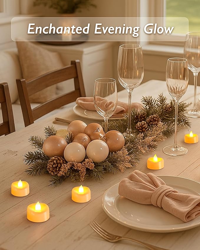 Raycare 100 Pack LED Tea Lights Battery Operated, 200+Hour Flickering Votive ...