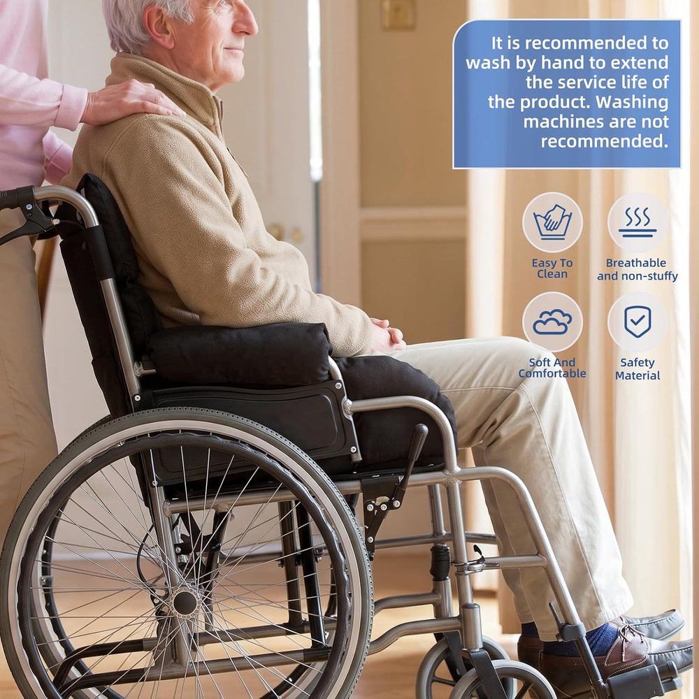 Wheelchair Seat Cushion with Integrated 11 Inch Short Armrest Pads, Comfort &...