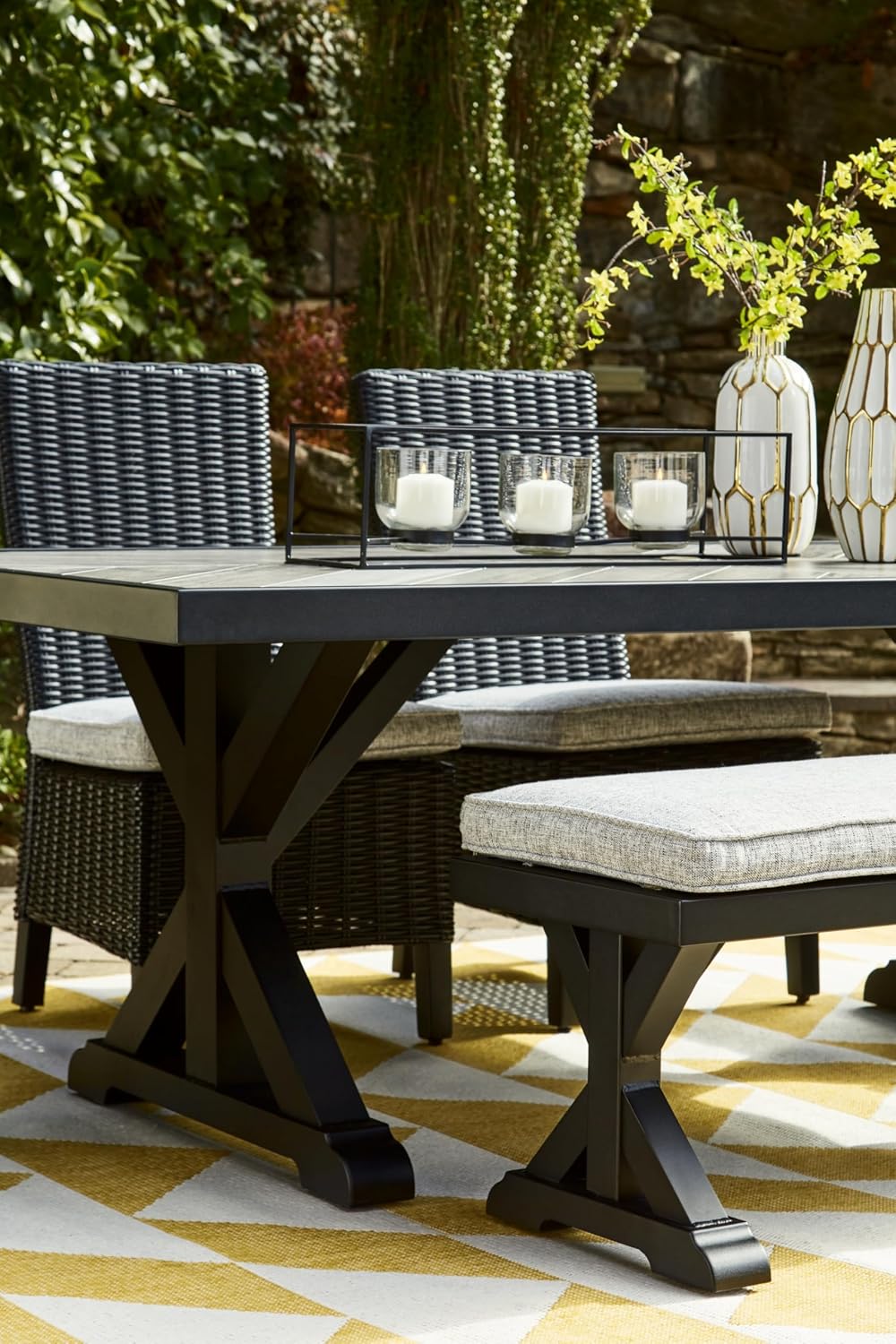 Signature Design by Ashley Beachcroft Outdoor Dining Table, Rust-Resistant Fa...
