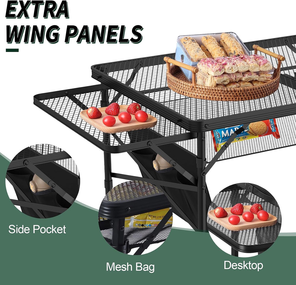 WildFinder Folding Table with 2 Wing Panels, 3x2 FT Foldable Camping Table