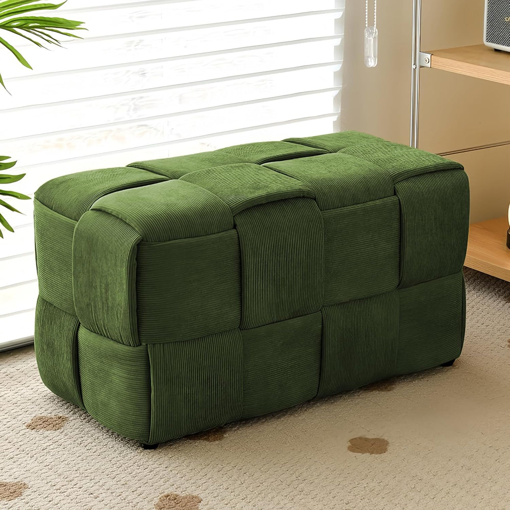 Cmishe 28" Rectangular Woven Corduroy Ottoman Footrest - Large Modern En...
