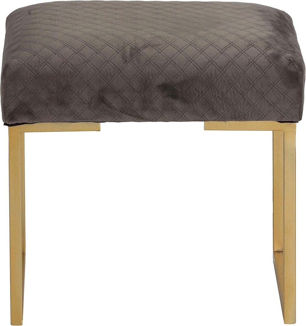 Cortesi Home Allium Ottoman with Painted Gold Legs, 19" Wide, Gray Velvet