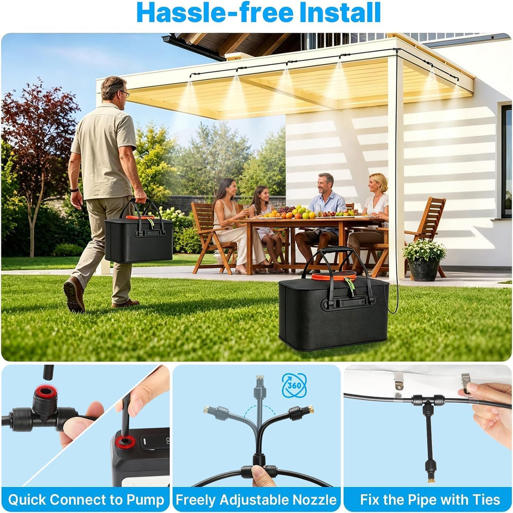 Bluepro 50FT Portable Misting System,Outdoor Water Cooling Mister with Pump