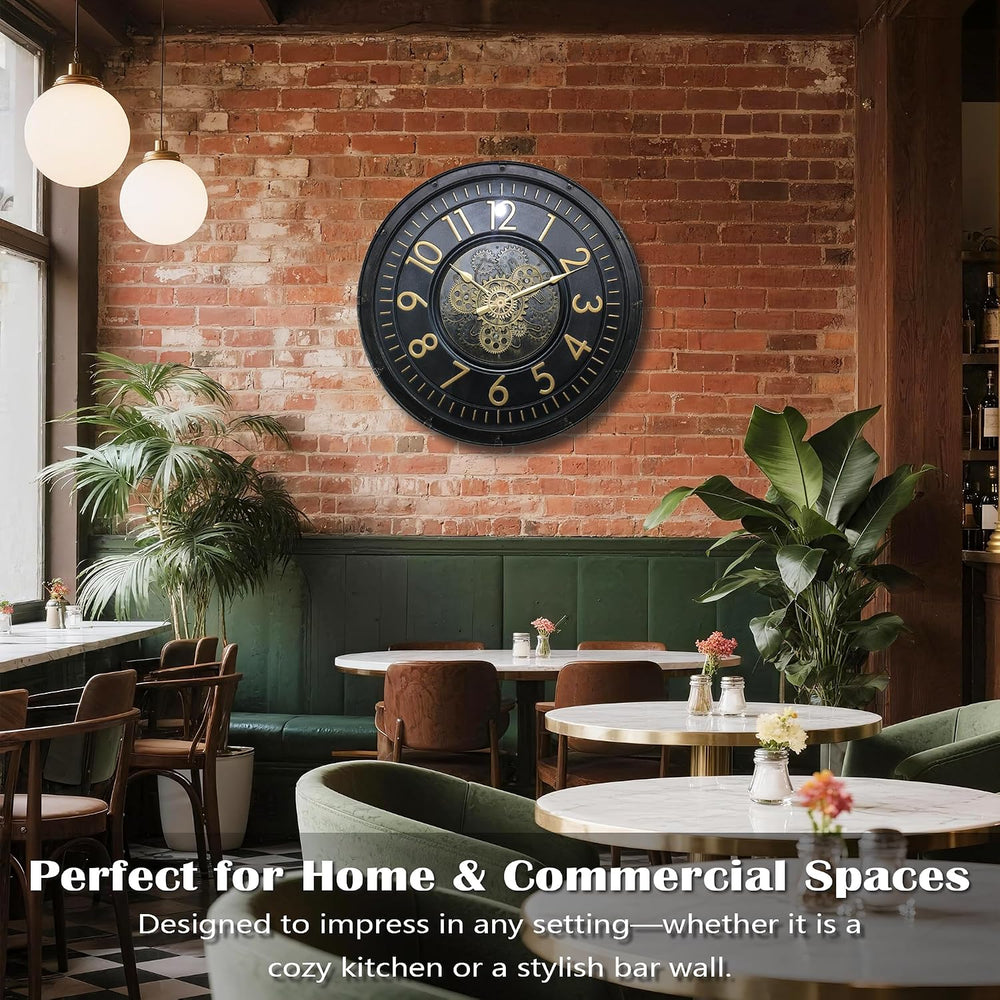 AYRELY® 24IN Decorative Moving Gear Large Wall Clock, Oversized Industrial St...