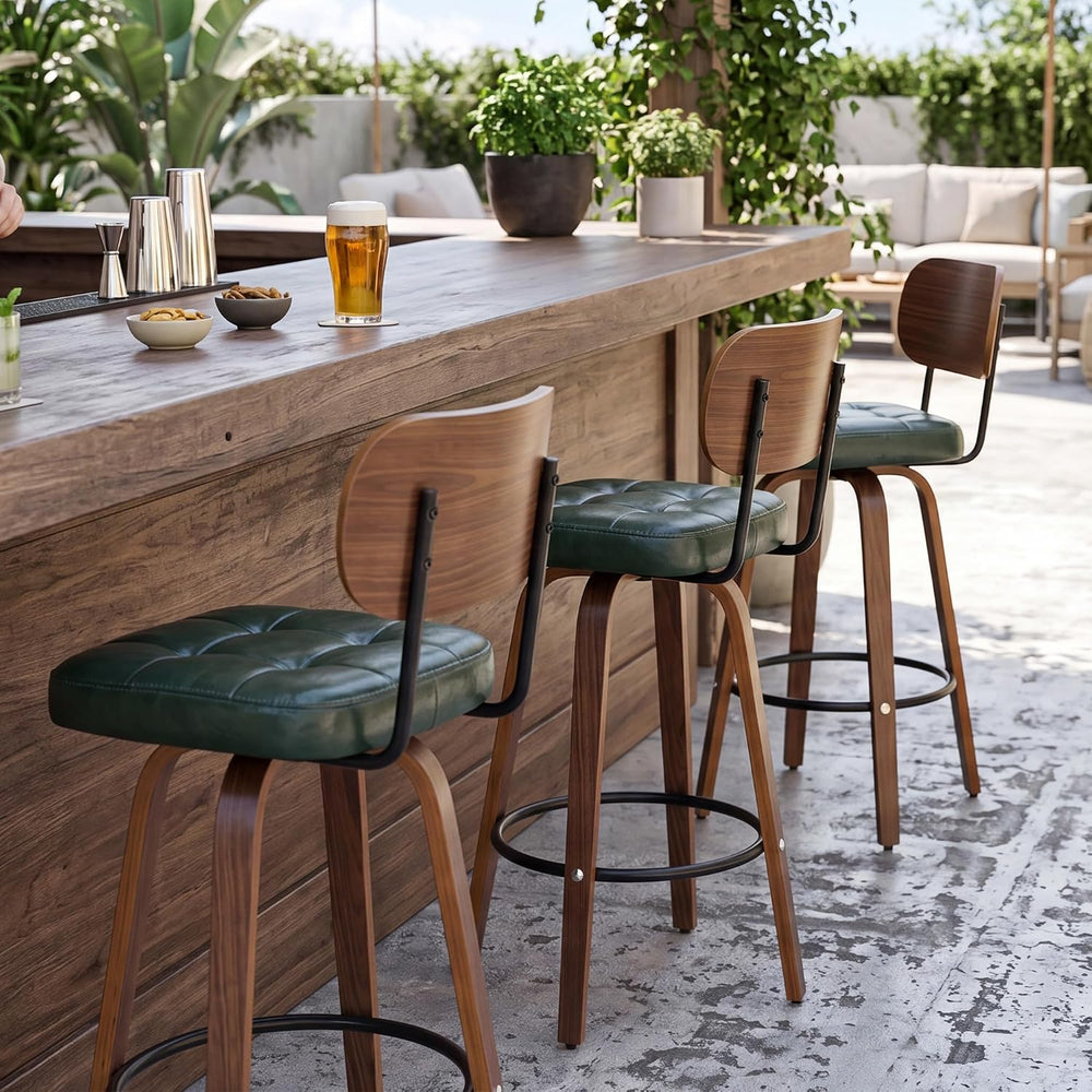 KEEZY Bar Stools Set of 2, 30''Counter Height Barstools with Backrest...