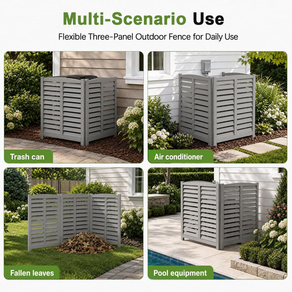 32" W x 38" H Air Conditioner Fence, 3 Panel Trash Can Fence Screen...