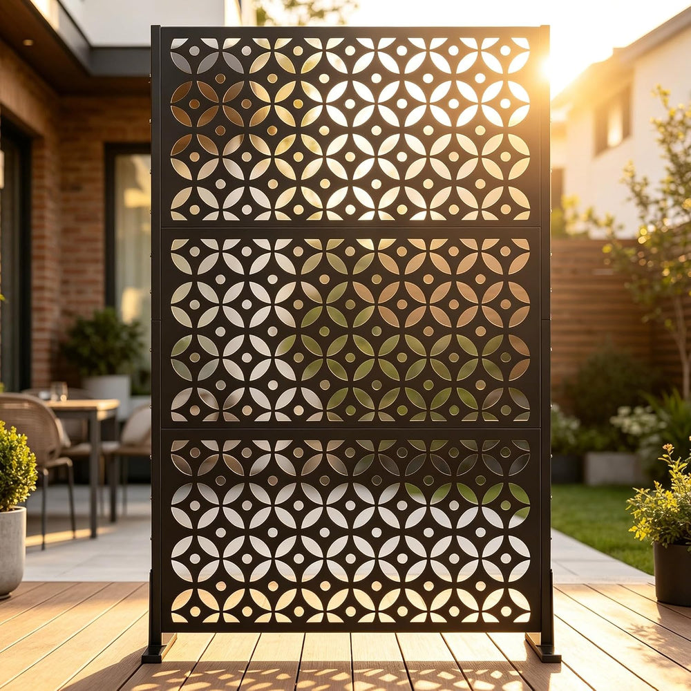 Metal Outdoor Privacy Screen Freestanding Privacy Screens,72" H x 46&quo...