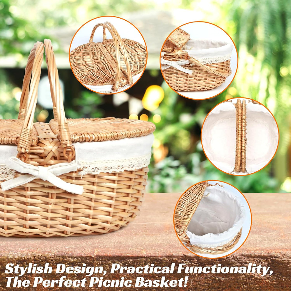 Hap Tim Wicker Picnic Basket for 2 with Lid - Unique Gifts Ideas for Couple, ...