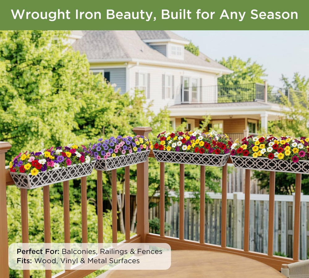 HFHOME 2 Pack 30 Inch Railing Planter Boxes with Adjustable Brackets & No...