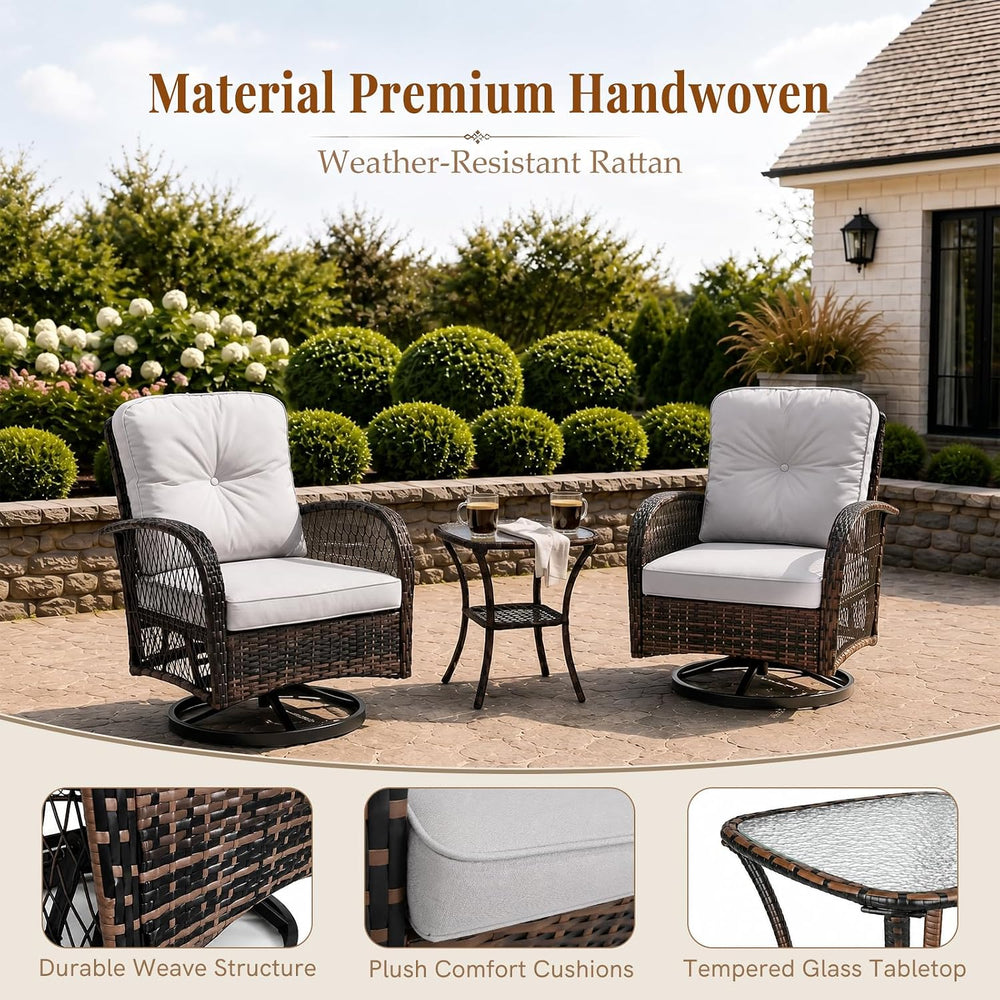 Outdoor Swivel Rocker Patio Chairs, 3 Piece Patio Furniture Set