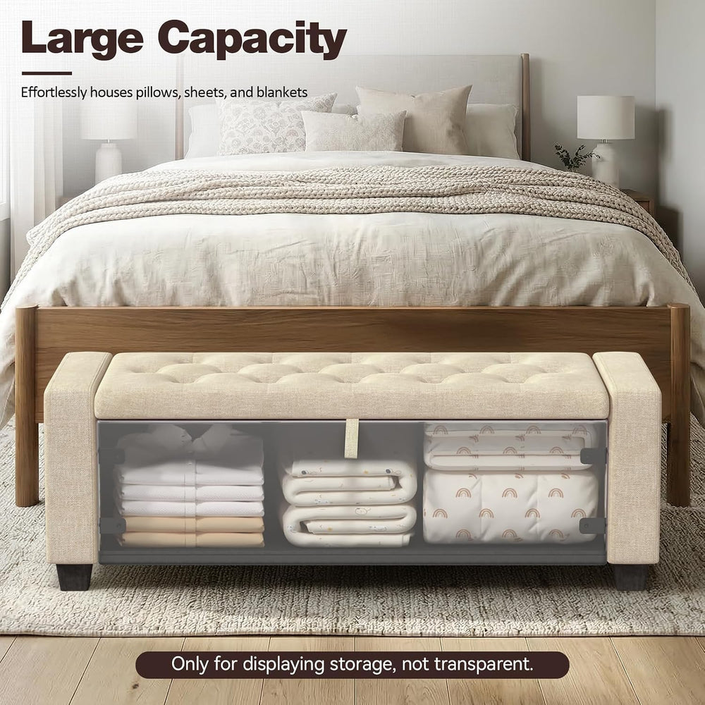 Storage Ottoman Bench, End of Bed Bench with Legs,Storage Chest with Safety H...