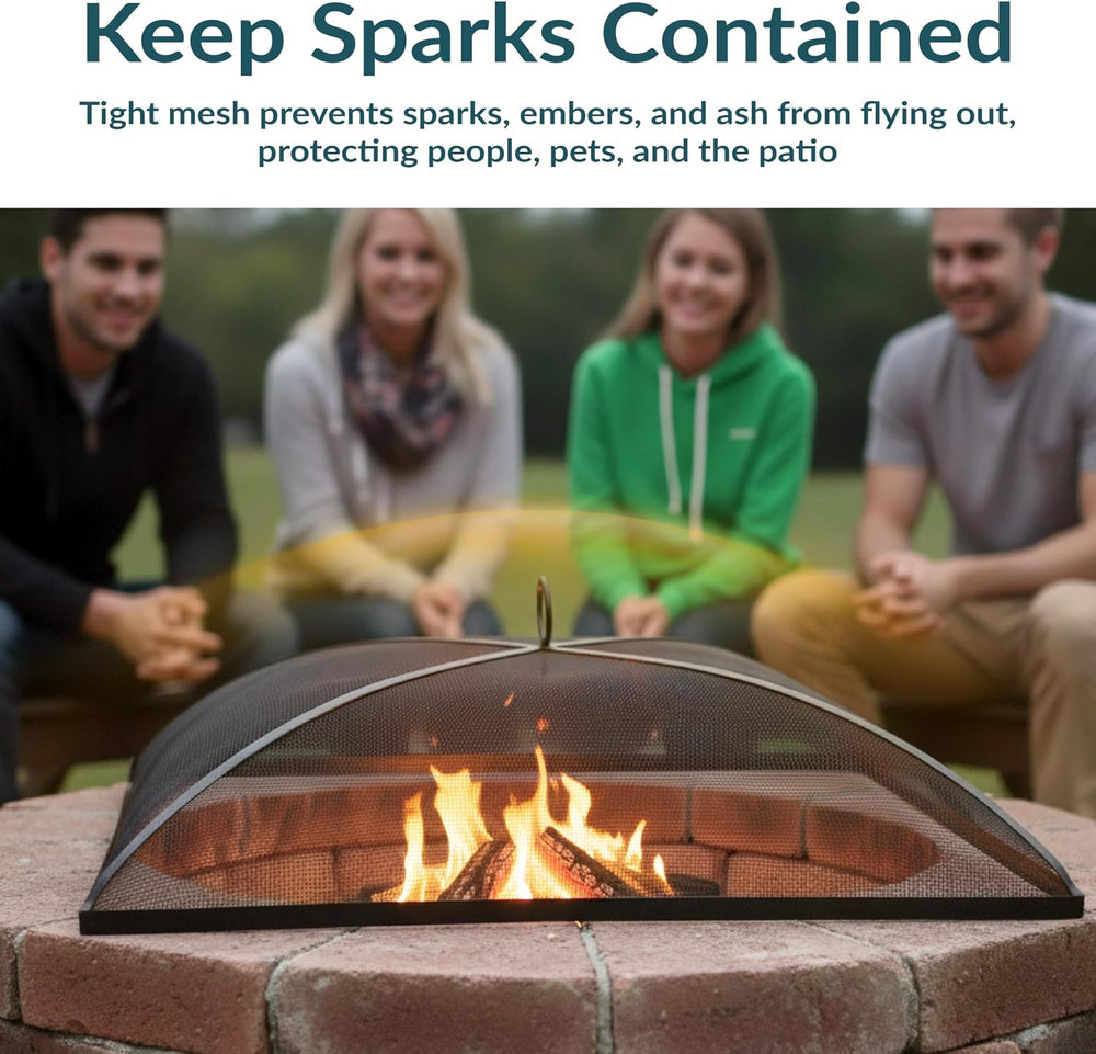 Sunnydaze Heavy Duty Square Fire Pit Screen Cover, Assembly-Free, 24"
