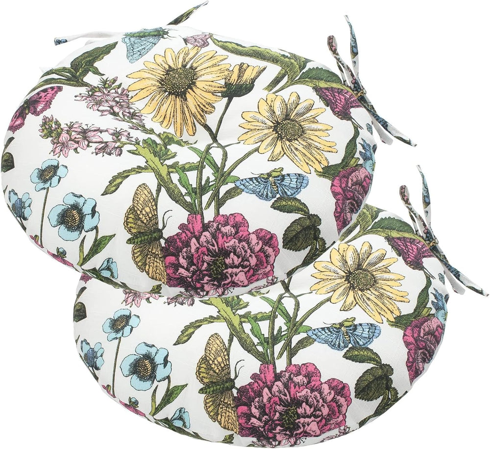 Bistro Chair Cushions 15 inch,Set of 2,Tufted Round Chair Cushions with Ties,...