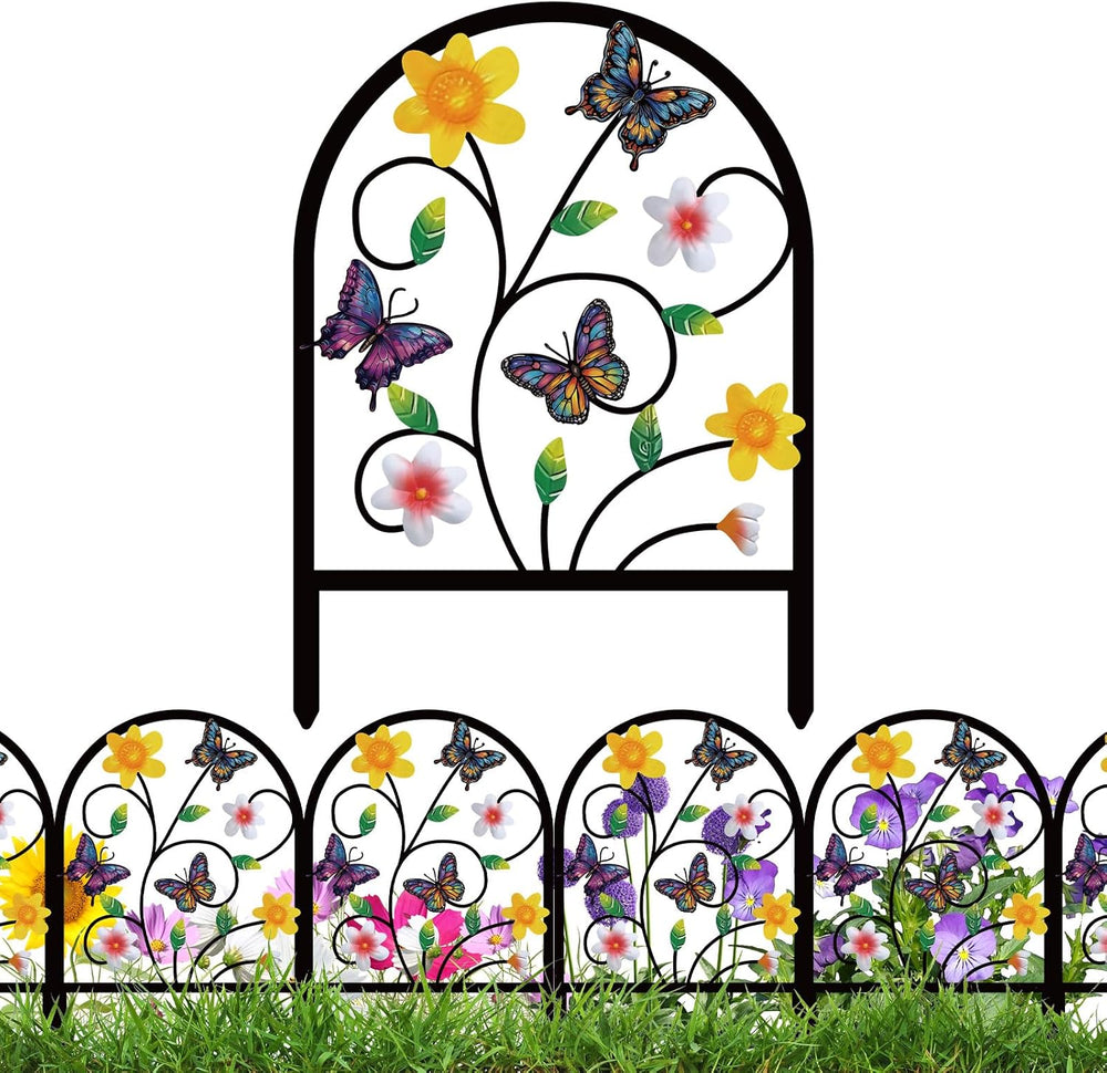 4 Pack Butterfly Decorative Garden Fence Metal Butterfly Flower Design Metal ...