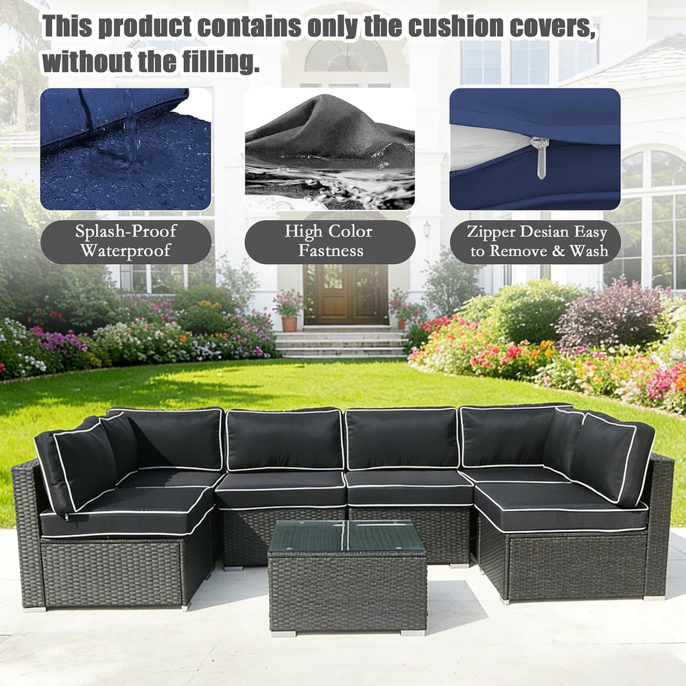 14 Piece Patio Cushion Covers Replacement Splashproof Fade Resistant Outdoor ...