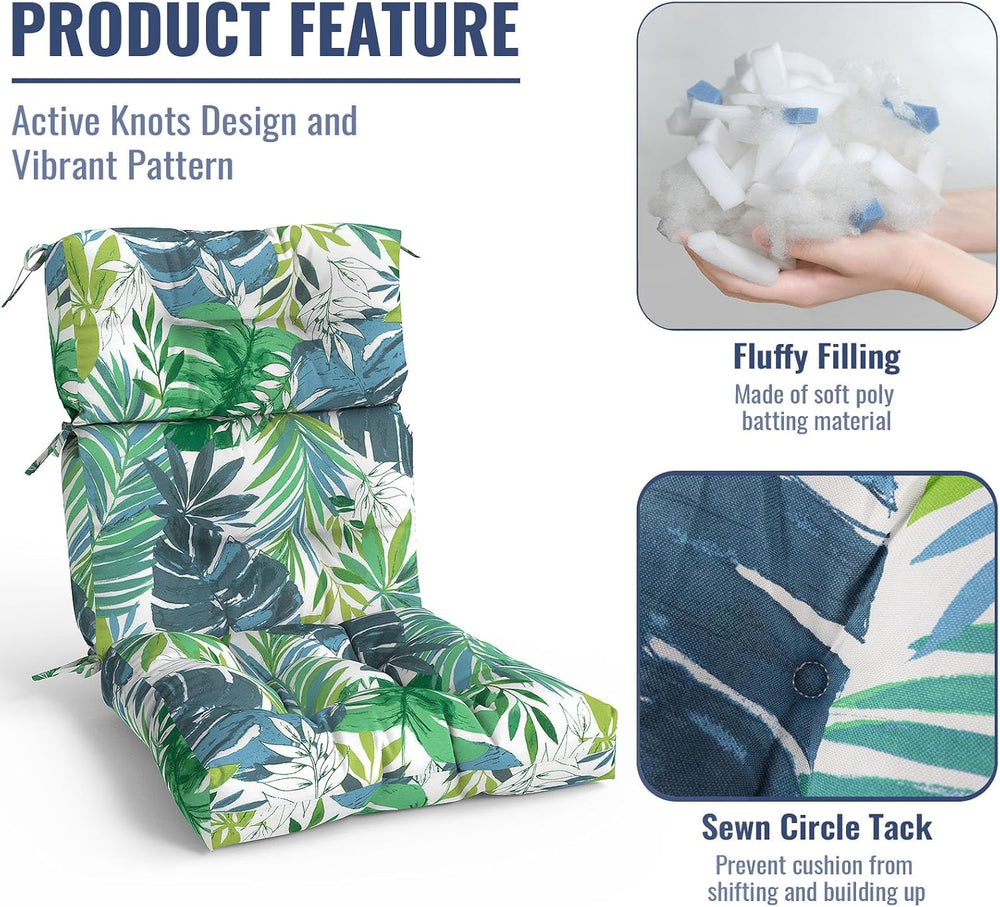 Outdoor High Back Patio Chair Cushions, Tufted Rocking Chair Cushions, Adiron...