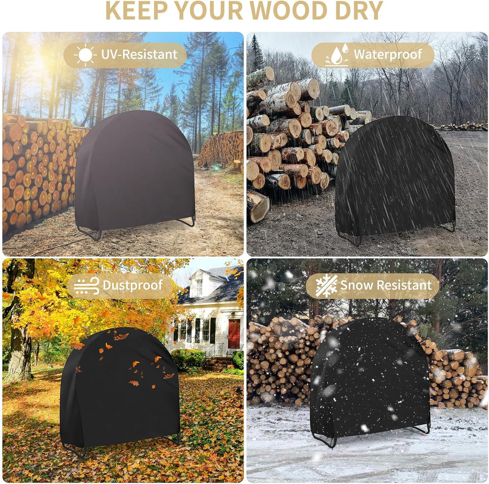 AKEfit 48 Inch Firewood Log Hoop Cover, Heavy Duty 600D Oxford Outdoor Waterp...