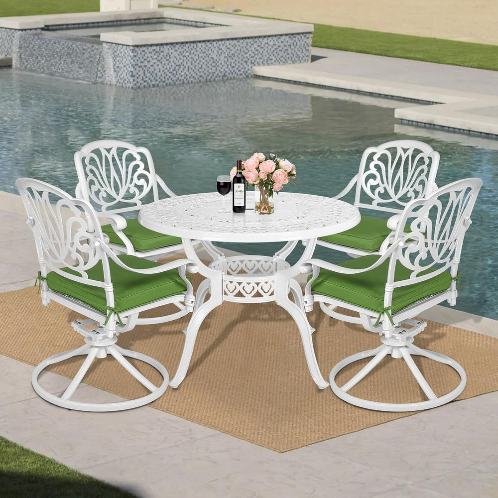 MEETWARM 5-Piece Outdoor Patio Dining Set, All-Weather Cast Aluminum Patio Co...