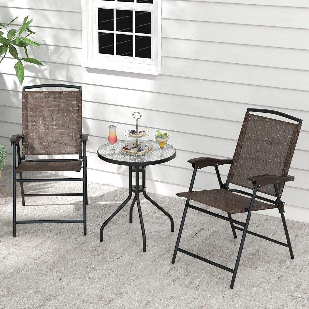 S AFSTAR 3-Piece Patio Dining Set, Steel Bistro Table and Chairs Set of 2 w/F...