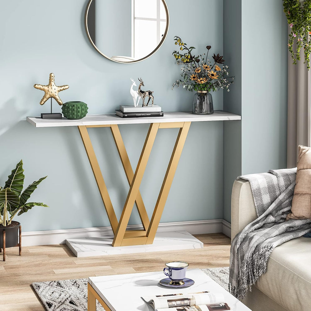 Tribesigns Gold Console Table, Modern Hallway Table for Entryway, 43 Inch Ent...