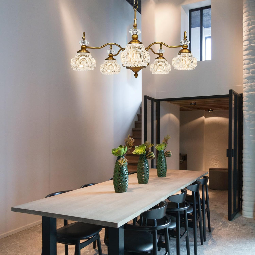 Montex Brass Pendant Light Fixture, Gold Vintage Chandelier Light Fixture 5 L...
