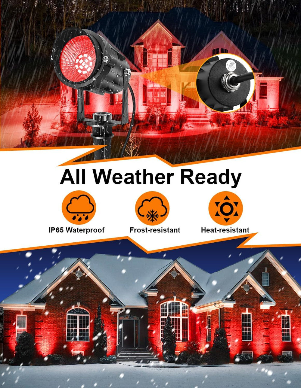 Halloween Red Landscape Lights Outdoor, 14 LED Landscape Lighting with US Plu...