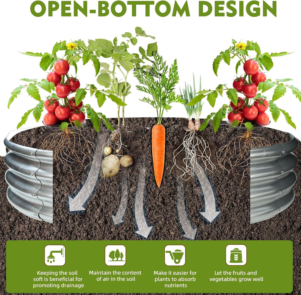 TBMLC 48" Round Galvanized Steel Fire Ring Pit/Raised Garden Bed Kit
