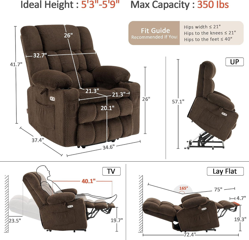 MCombo Dual Motor Power Lift Recliner Chair for Elderly, Massage Heat 7890