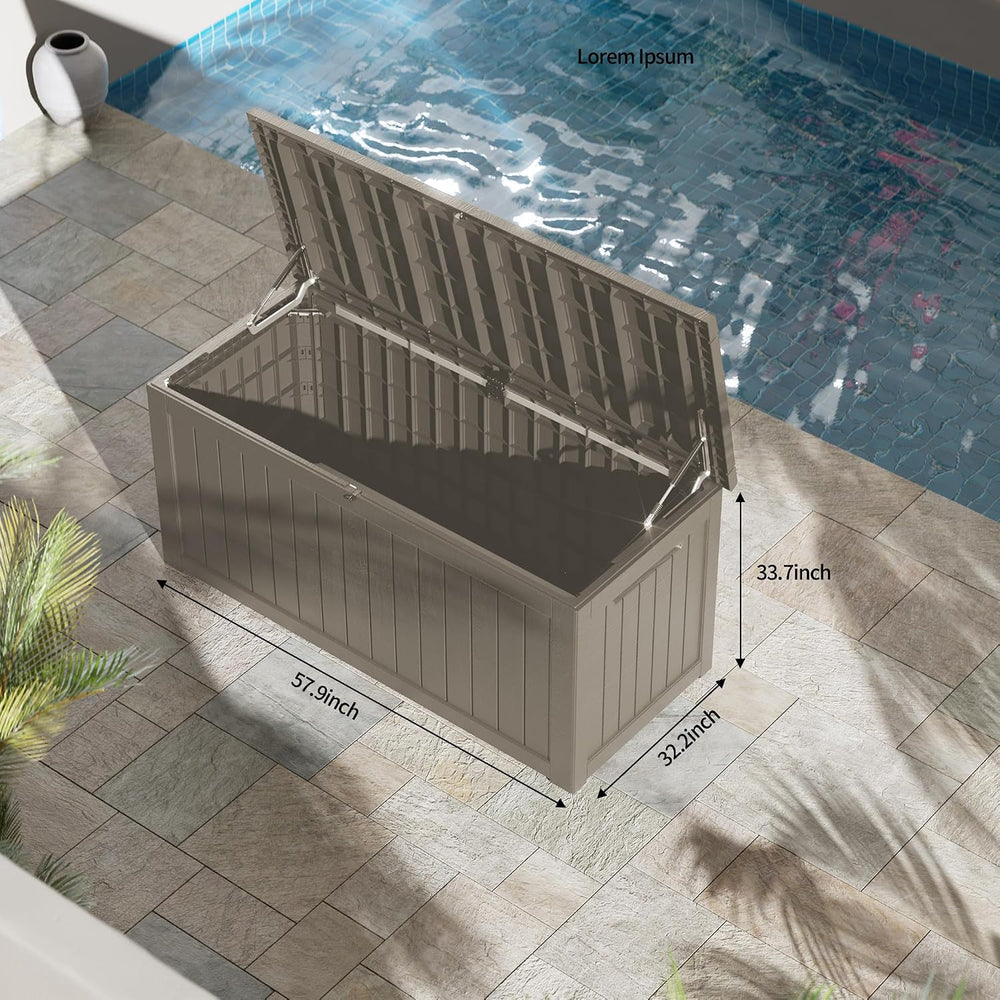 Outdoor Storage Box Waterproof, 270 Gallon Lockable Resin Deck Box Large, Pat...
