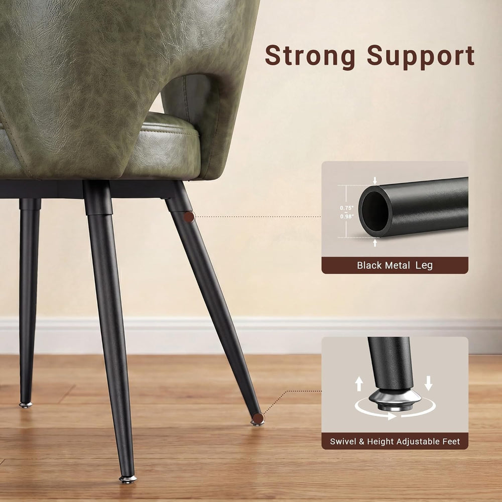 Homkdom Dining Chairs Set of 4 with Curved Open Back & Black Metal Legs