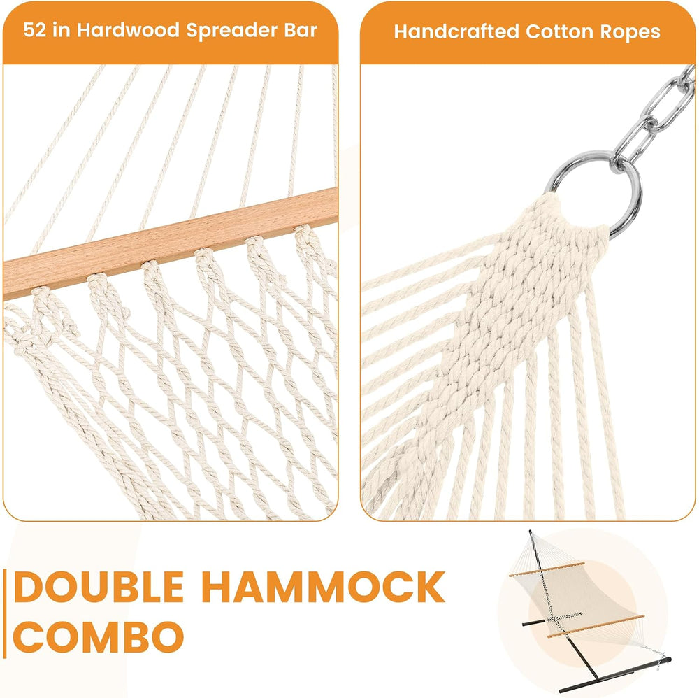 Lazy Daze Double Handwoven Rope Hammock with Pad and Pillow Set for Outdoor