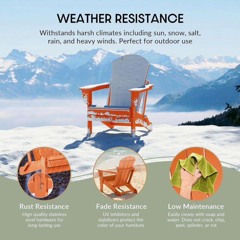 WestinTrends Malibu Outdoor Patio HDPE Folding Adirondack Chair, Orange