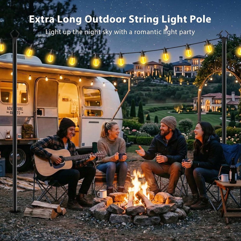 LETIANPAI 8 Pack String Light Poles,10 FT Metal Poles with Fork for Outdoor S...